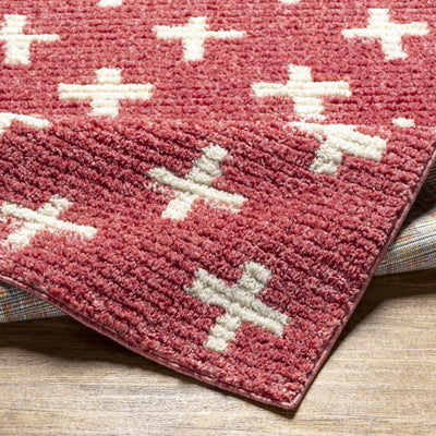 Anda White Cross on Red Plush Rug - Clearance