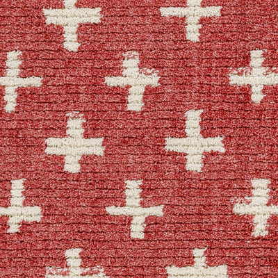 Anda White Cross on Red Plush Rug - Clearance