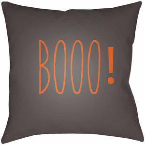 Booo Printed Gray & Orange Pillow