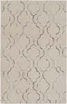 Close-up of the Wycombe Area Carpet Area Rug. Taupe wool rug with a black and light gray geometric trellis pattern. Design-Rectangle