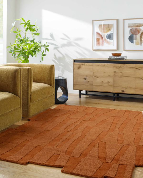 Yonah Orange Abstract Area Rug