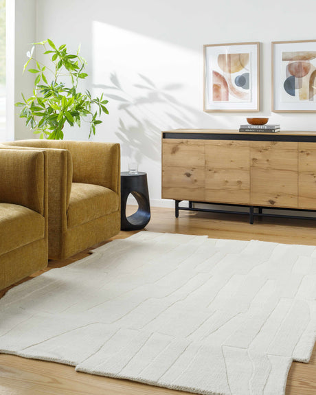 Yonah White Abstract Area Rug