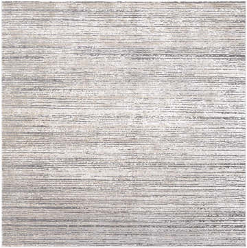 Close-up of the Yemassee Tibetan Striped Area Rug. Charcoal, ivory, gray, and tan stripes create a contemporary design. Design-Square-710