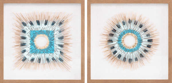 Yenice Natural Wood Geometric Wall Art Set Of Two - Clearance