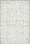 Close-up of Yadid Gray Wool Area Rug. Hand-tufted rug with light silver, off-white, and gray traditional floral pattern. Design-Rectangle-576
