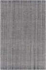 Close-up of the hand loomed Light Gray Area Rug, showing its woven texture and charcoal and cream color variations. Design-Rectangle-576