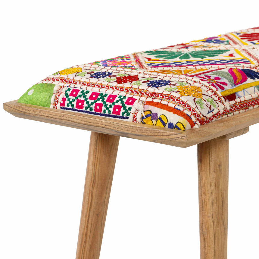 Yook Vibrant Patchwork Wooden Bench