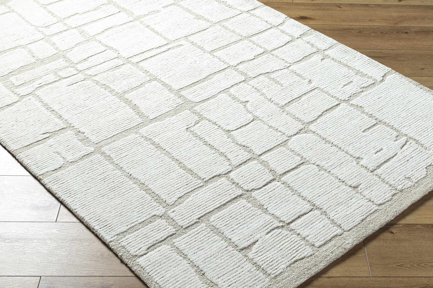 Yetty Silver Grid Wool Rug