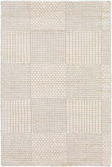 Close-up of the hand woven Yarrabilba Area Rug; off-white wool with a contemporary grid and textured pattern. Design-Rectangle-23