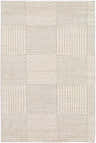 Close-up of the hand woven Yarrabilba Area Rug; off-white wool with a contemporary grid and textured pattern. Design-Rectangle-23