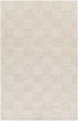 Close-up of the hand woven Yarrabilba Area Rug. Off-white rug with a subtle geometric pattern and woven texture. Design-Rectangle-575