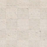 Close-up of the hand woven Yarrabilba Area Rug. Features off white and charcoal colors with a unique grid pattern. Swatch