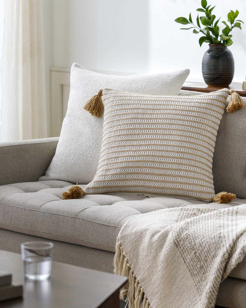 Goldin Goldenrod Textured Weave Cottage Polyester Accent Pillow - Clearance