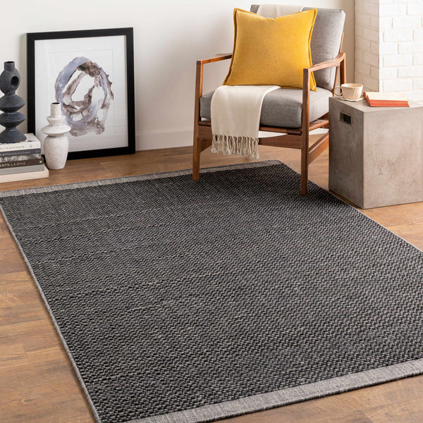 Yong Hand Loomed Black Indoor & Outdoor Rug