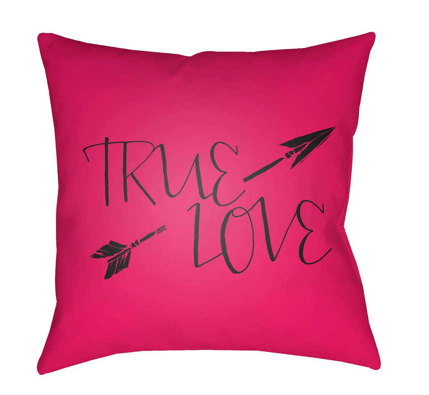 True Love Pink & Black Outdoor Throw Pillow