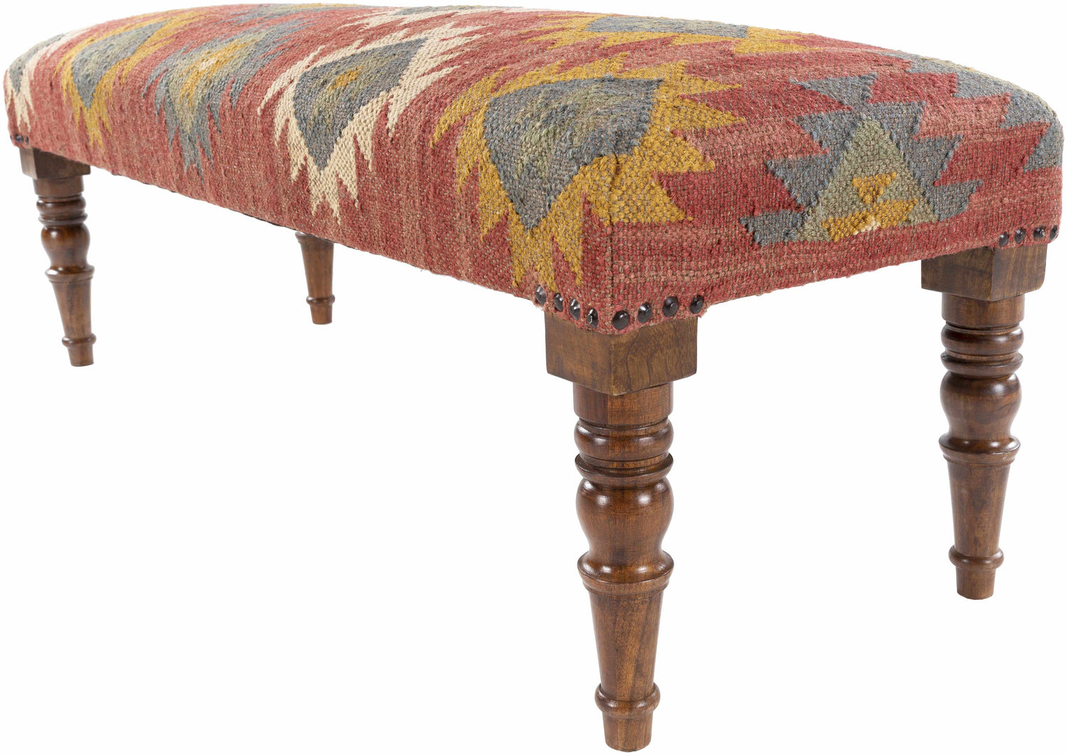Yunak Rustic Geometric Tapestry Bench
