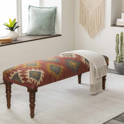 Yunak Rustic Geometric Tapestry Bench