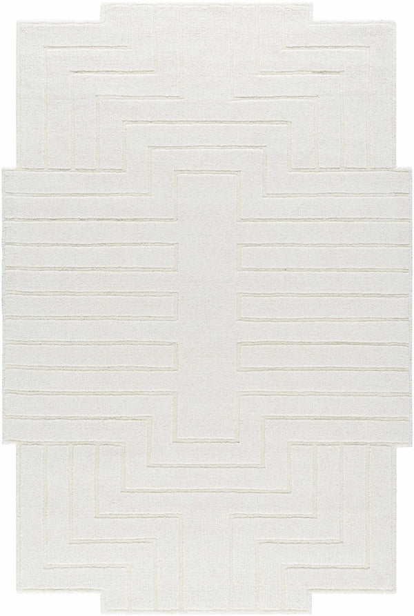 Yavor White Geometric Area Rug