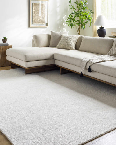 Zareh Off White Solid Area Rug