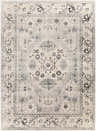 Zephyr Area Rug, a traditional style rug in black, charcoal, light slate, peach, and taupe. Machine woven pattern. Design-Rectangle-710103