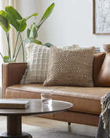 Delin Beige Quilted Texture Cottage Polyester Accent Pillow