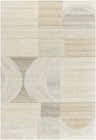 Close-up of the Zaila Area Rug. Hand-tufted wool rug with geometric shapes in light silver, pearl, and warm gray. Design-Rectangle-576