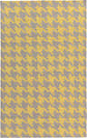 Close-up of Zimmerman Area Rug. Charcoal and mustard wool rug with a classic houndstooth pattern. Hand woven texture. Design-Rectangle-58