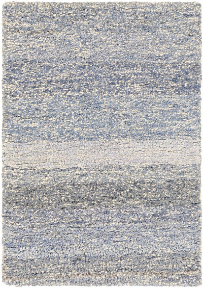 Zionville Blue Striped Handmade Wool Blend Rug