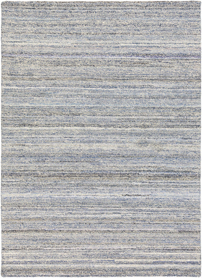 Zionville Blue Striped Handmade Wool Blend Rug