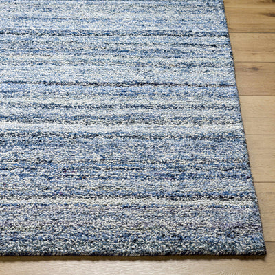 Zionville Blue Striped Handmade Wool Blend Rug