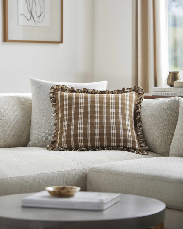 Zarek Plaid Ruffled Accent Pillow