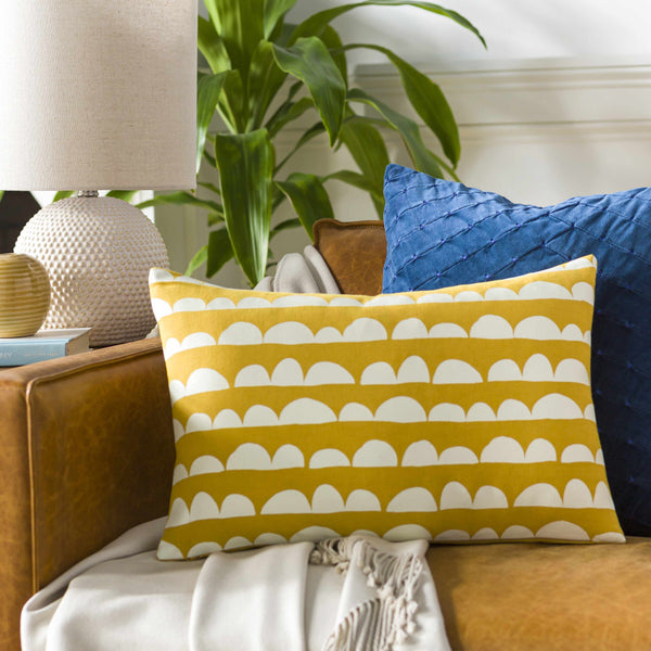 Zuni Yellow Scallop Pattern Throw Pillow - Clearance